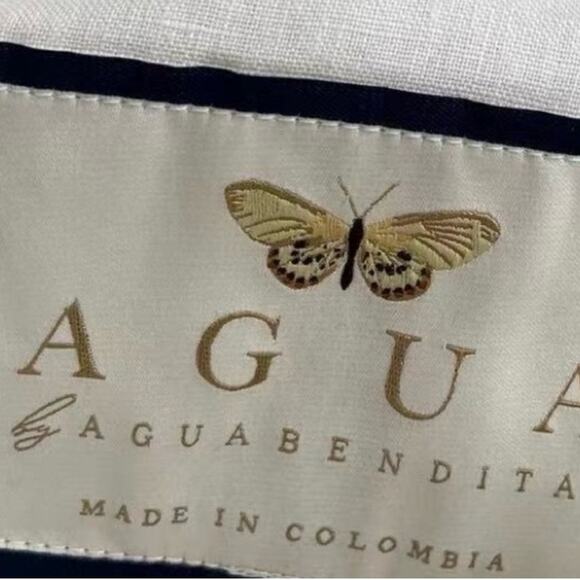 Agua By Agua Bendita Lima Embroidered Butterfly Linen Maxi Dress S - Picture 10 of 16